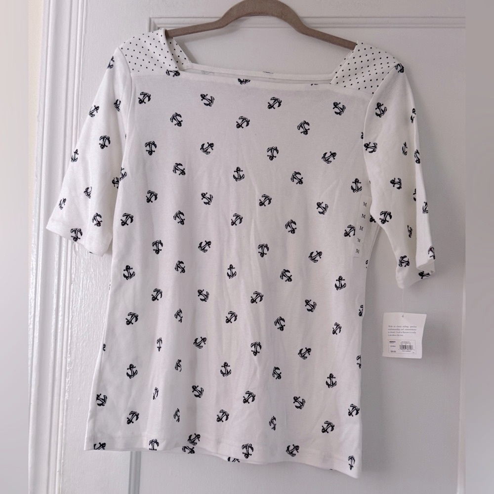 Croft & Barrow Square Neck Anchor PrintTop Coastal Sailor